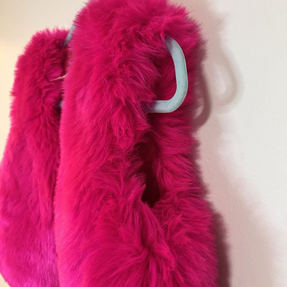 Hot Pink Faux Fur Vest Women S/M CODIGO Cropped Open Front Statement - Picture 4 of 8